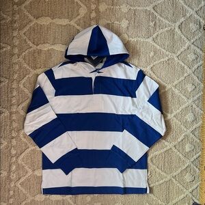 NWT- Charles River Apparel Blue and White Rugby Pullover